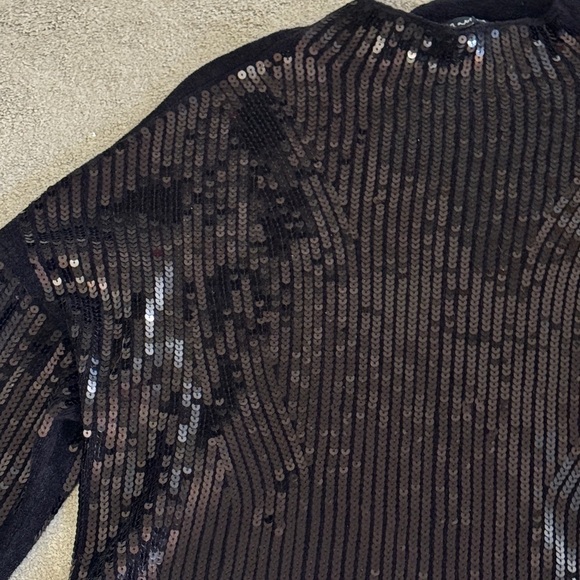 Marled Black Sequin Front Sweater - Picture 6 of 7